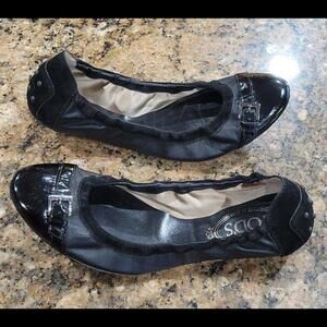 Tod's Ballerina Dee Laccetto Ballet Slip On Flats Shoes Black Buckle Cap Toe 8.5